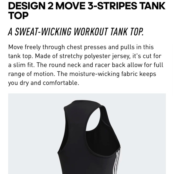 Adidas Women’s Design 2 Move 3-Stripes Racerback Tank Top Size Small - Picture 3 of 8